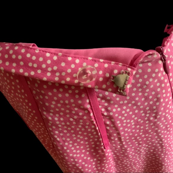 Pendleton 100% SILK hot pink & white TINY polka dot w pink grosgrain trim Sz 6 - Picture 8 of 13
